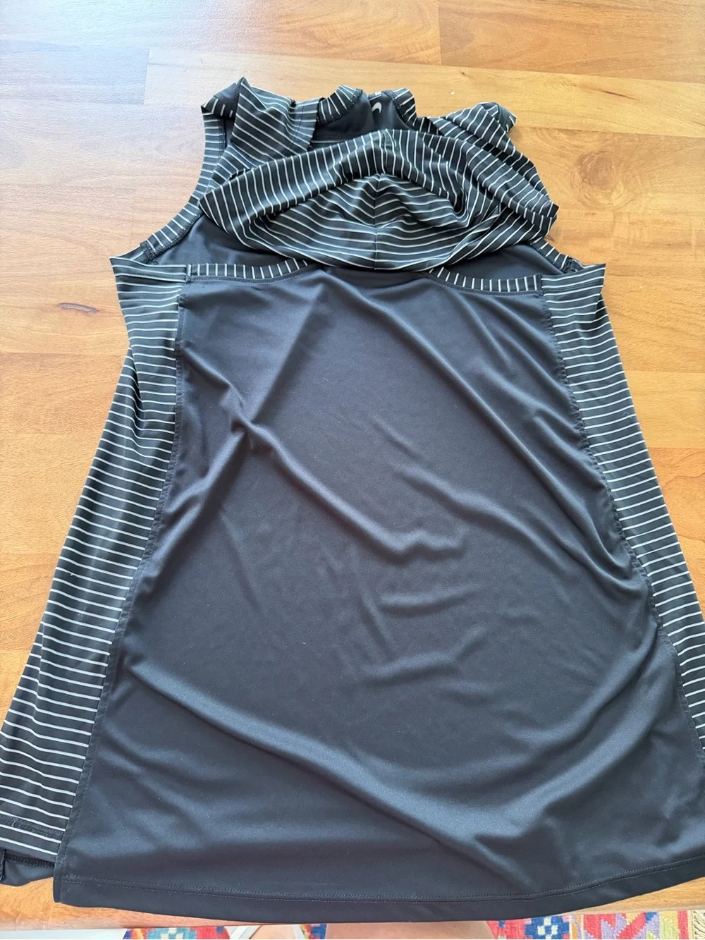 Nike Black Hooded Performance Racerback Tank w/ Gray Pinstripe Panels - Size M